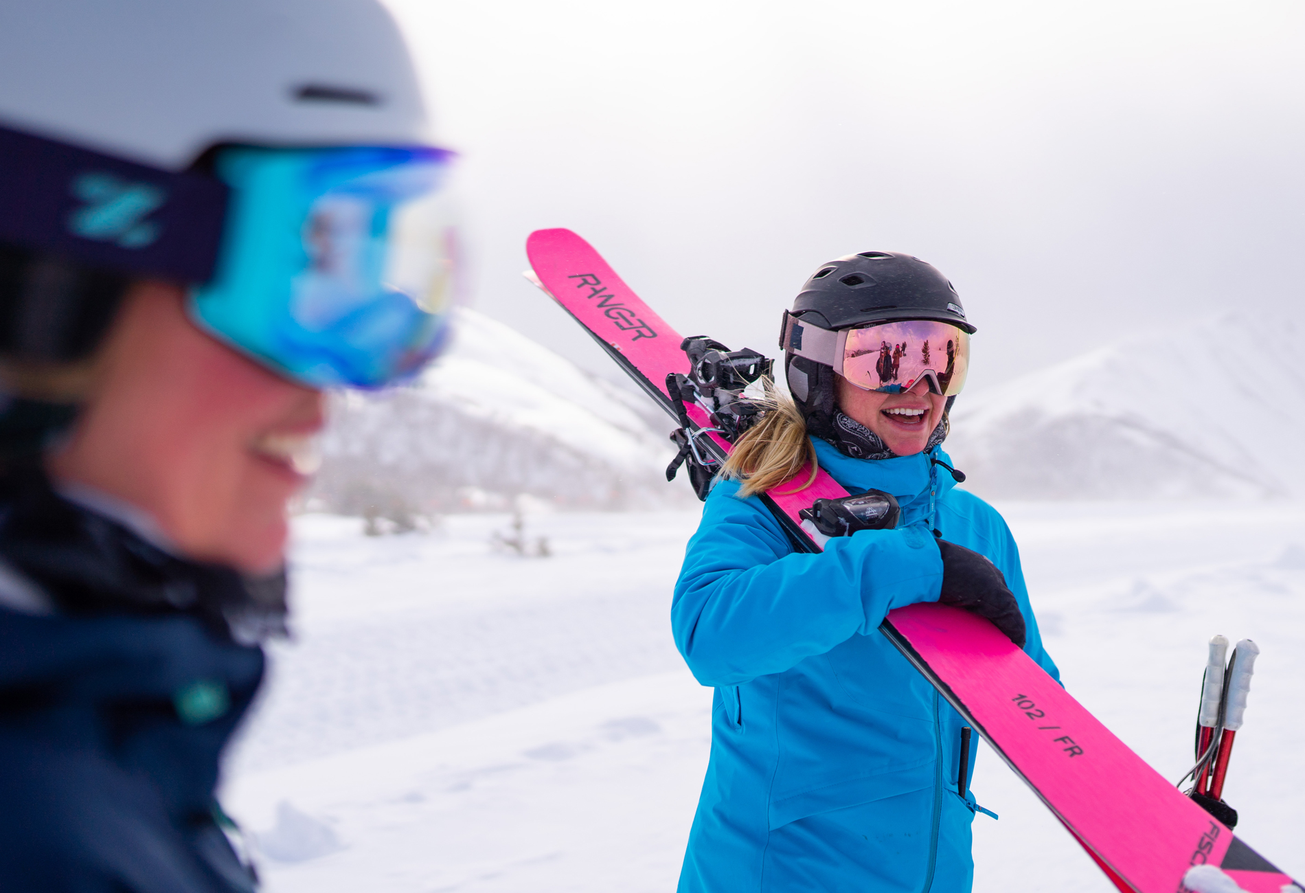 student on a ski trip